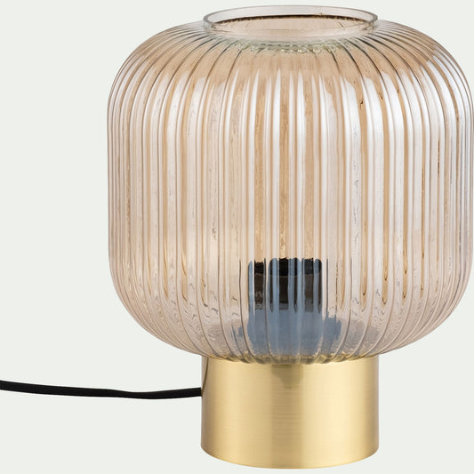MALOTO - Lampe à poser en verre D20cm - marron ambré