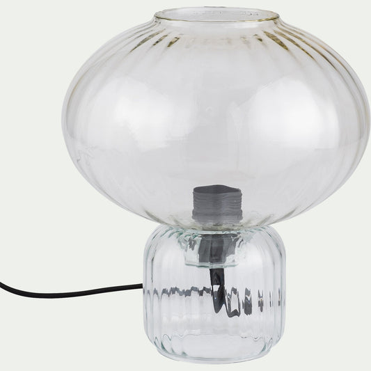 NAROLA - Lampe à poser en verre strié D27cm - transparent
