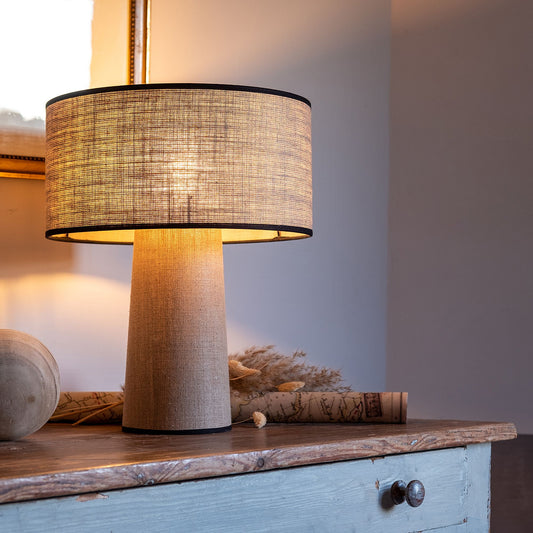 TINEL - Lampe en lin calandré - naturel H40cm