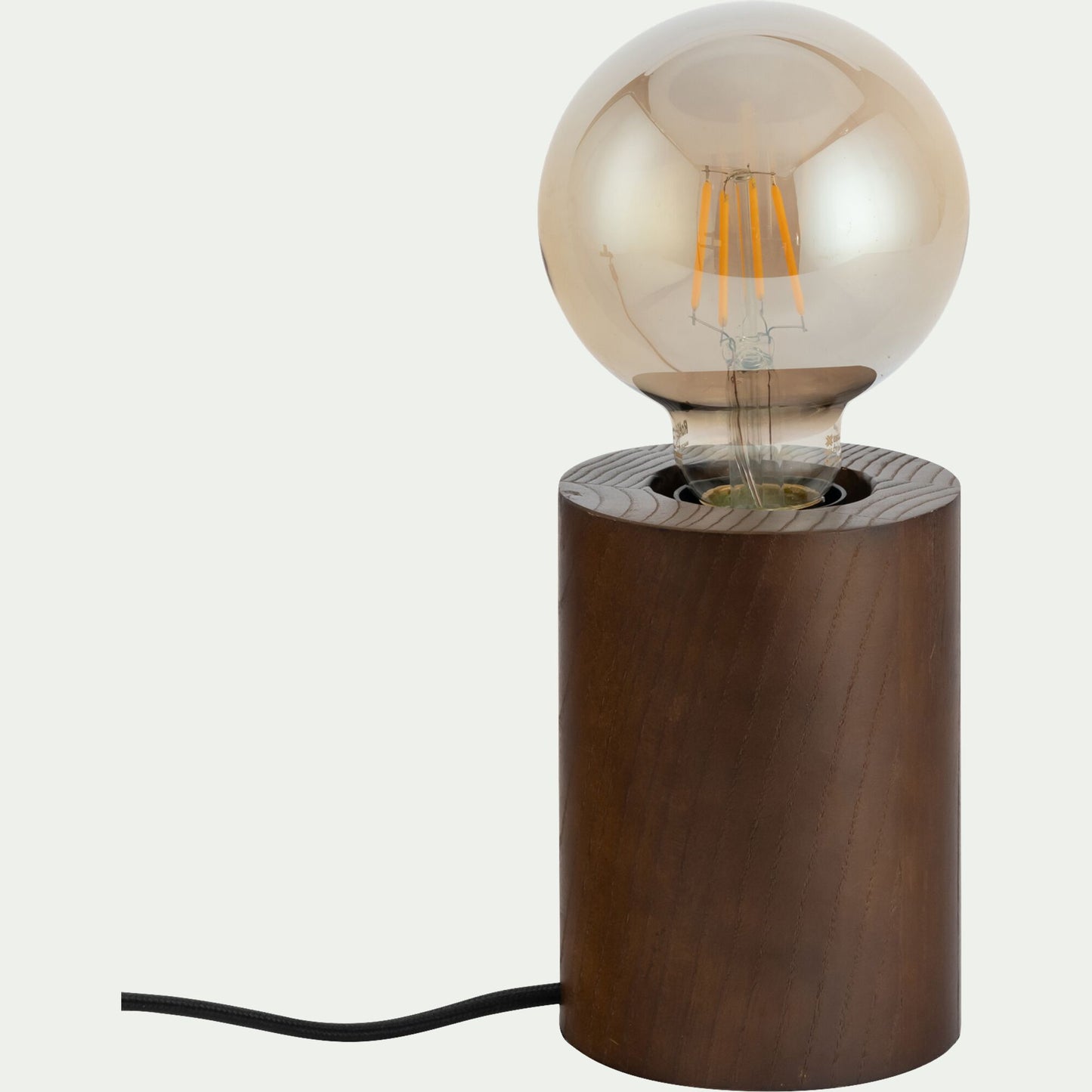 TRETS - Pied de lampe électrifiée en bois de châtaignier - bois foncé H12,5cm