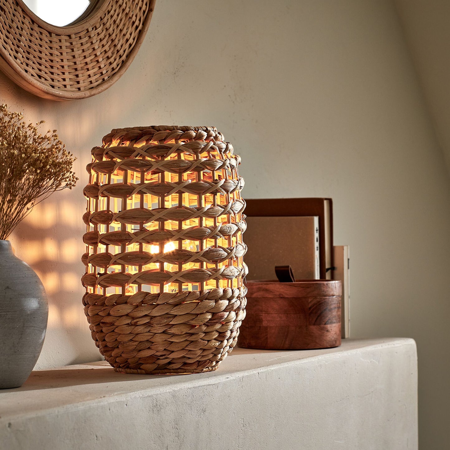 VENACO - Lampe en rotin - naturel D20xH30cm