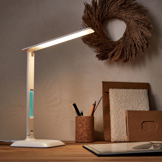 PAOLO - Lampe à clapet tactile avec écran - blanc H33,5cm