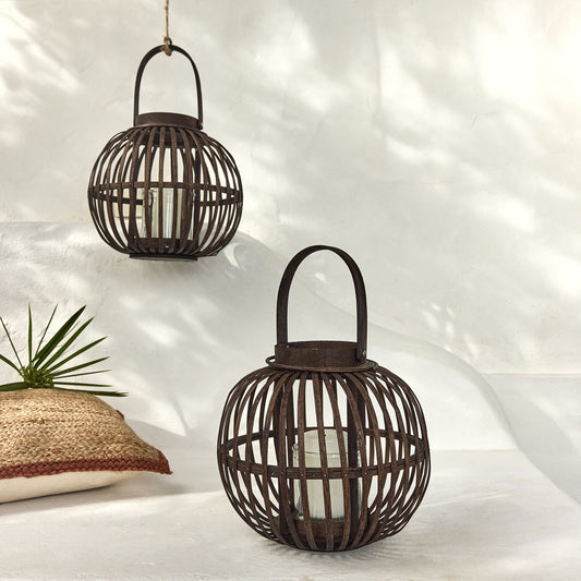 CLAIRA - Lanterne en bambou H26cm - marron