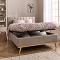 LUNA - Lit-coffre 2 places recouvert de tissu - beige 140x200cm