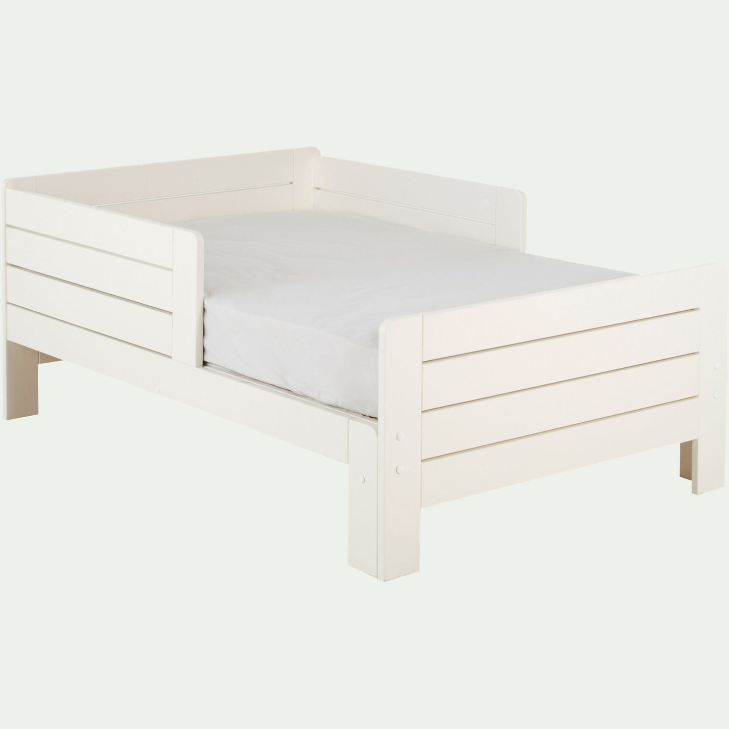 LOTTE - Lit évolutif 1 place blanc en pin massif 3 positions pour enfant avec matelas évolutif