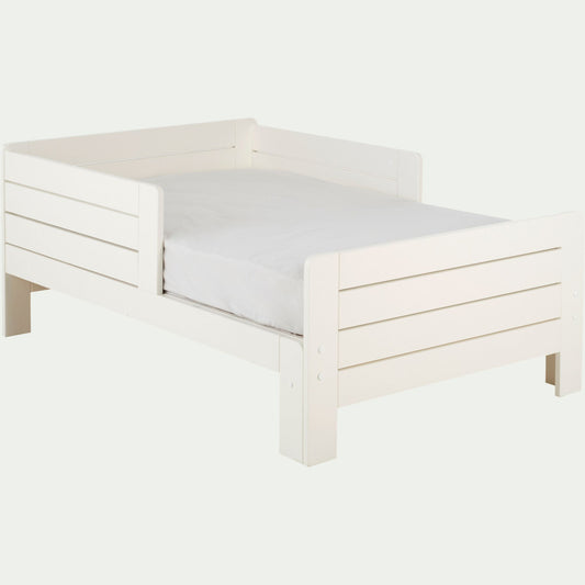 LOTTE - Lit évolutif 1 place blanc en pin massif 3 positions pour enfant avec matelas évolutif