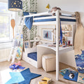 DANIS - Lit mezzanine en pin 90x200cm avec bureau - blanc