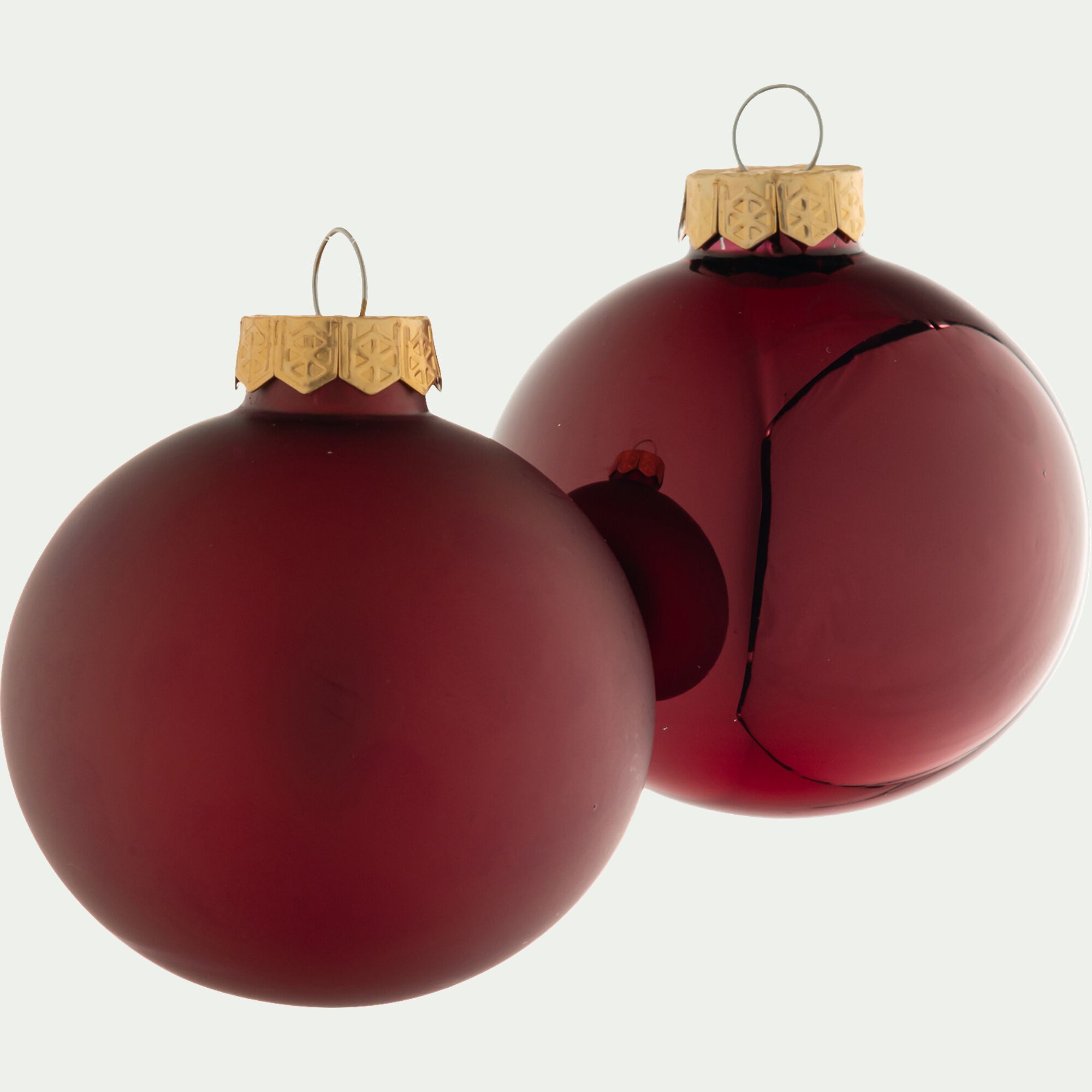 CAMOINS - Lot de 12 boules de Noël rondes D6cm - rouge