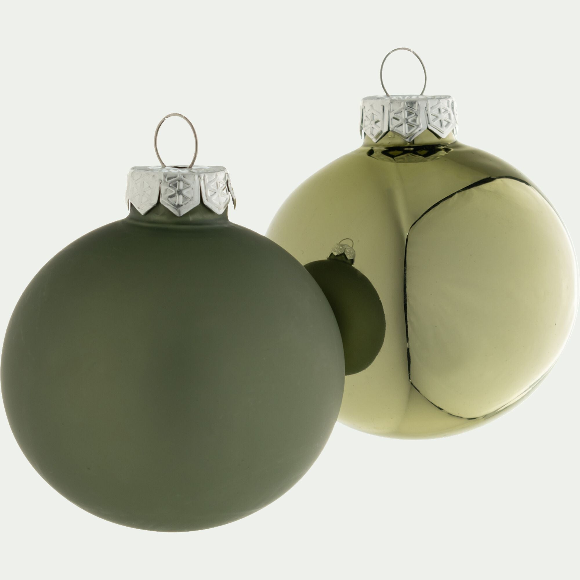 CAMOINS - Lot de 12 boules de Noël rondes D6cm - gris