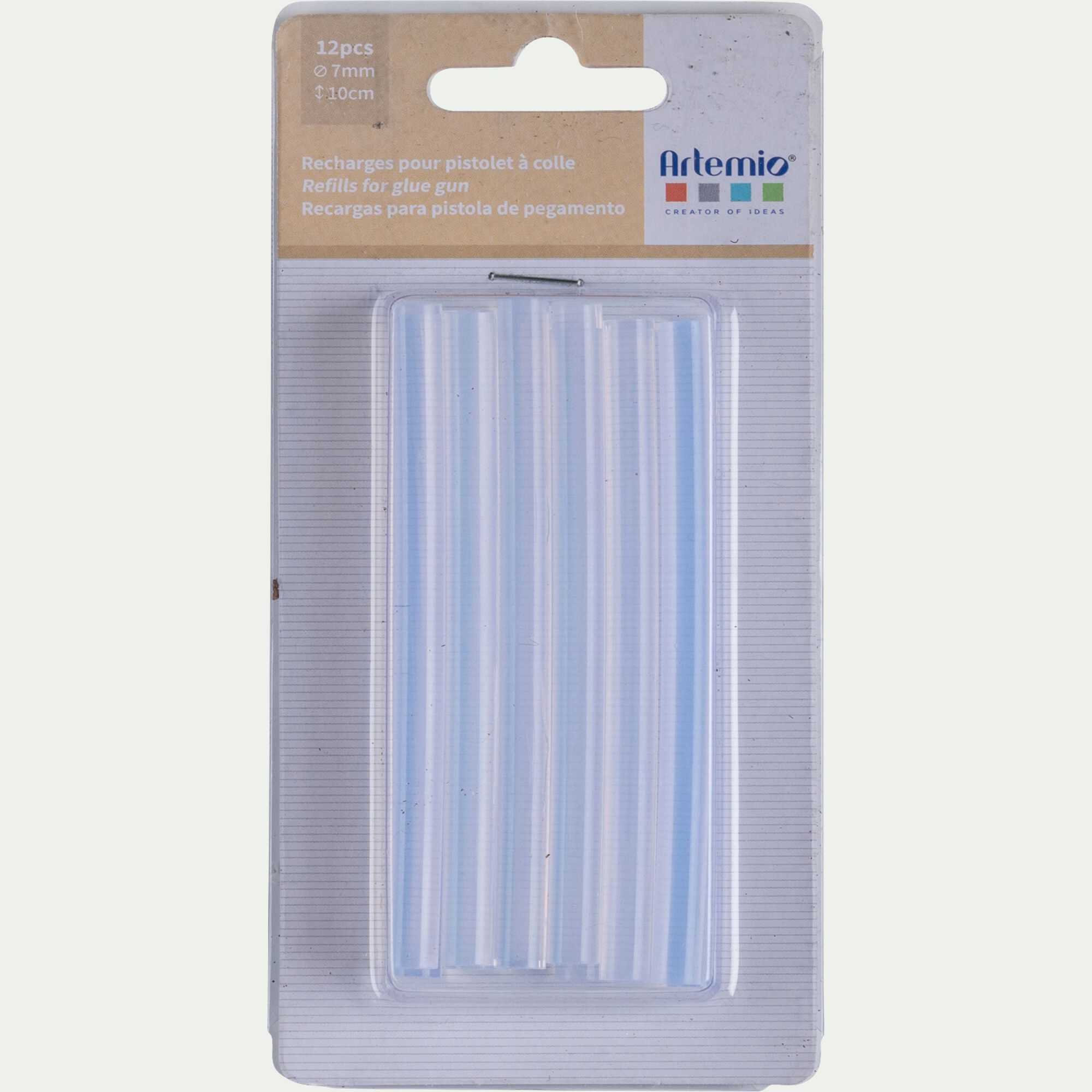ARTEMIO - Lot de 12 recharges pour pistolet à colle - blanc translucide