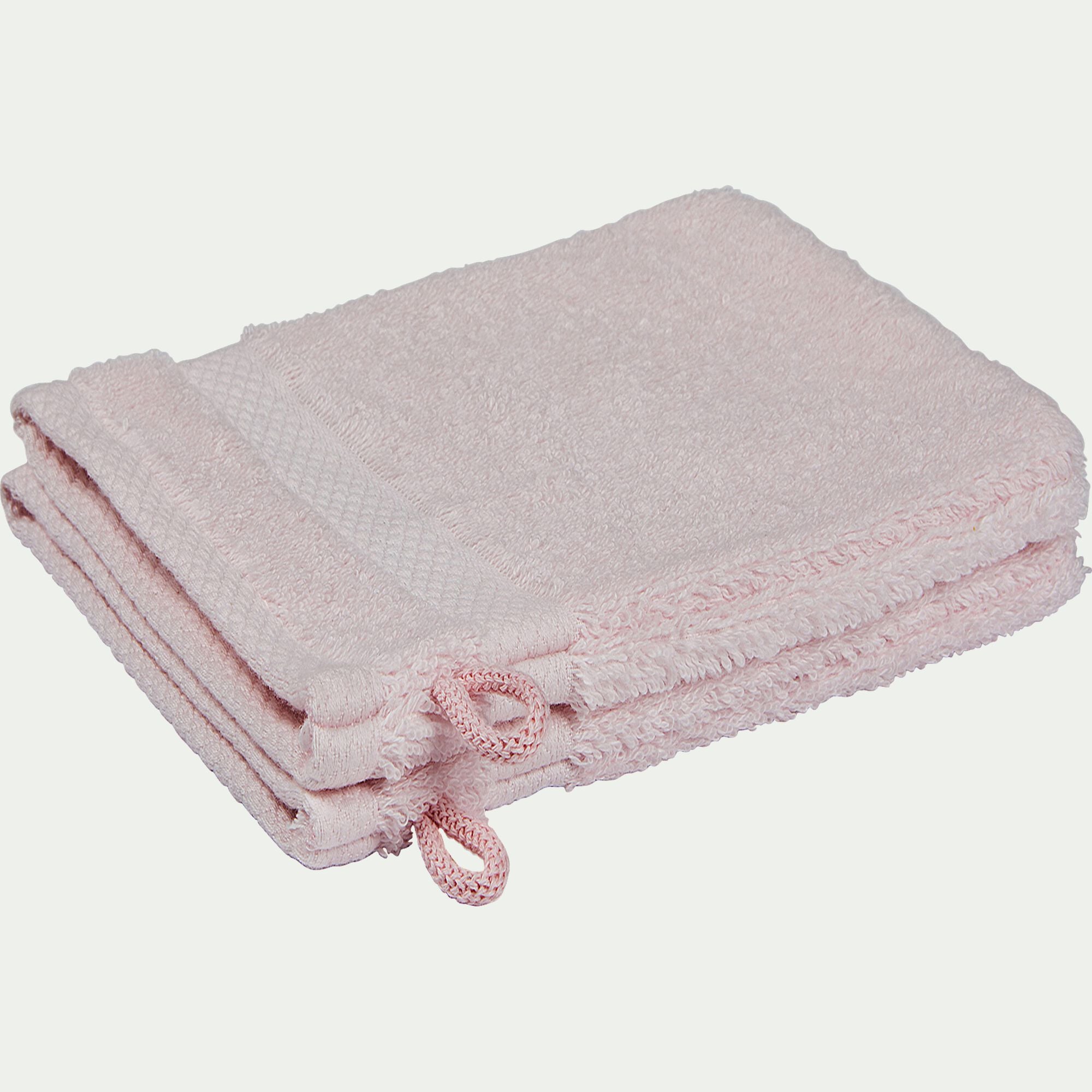 AZUR - Lot de 2 gants de toilette en coton peigné - rose simos