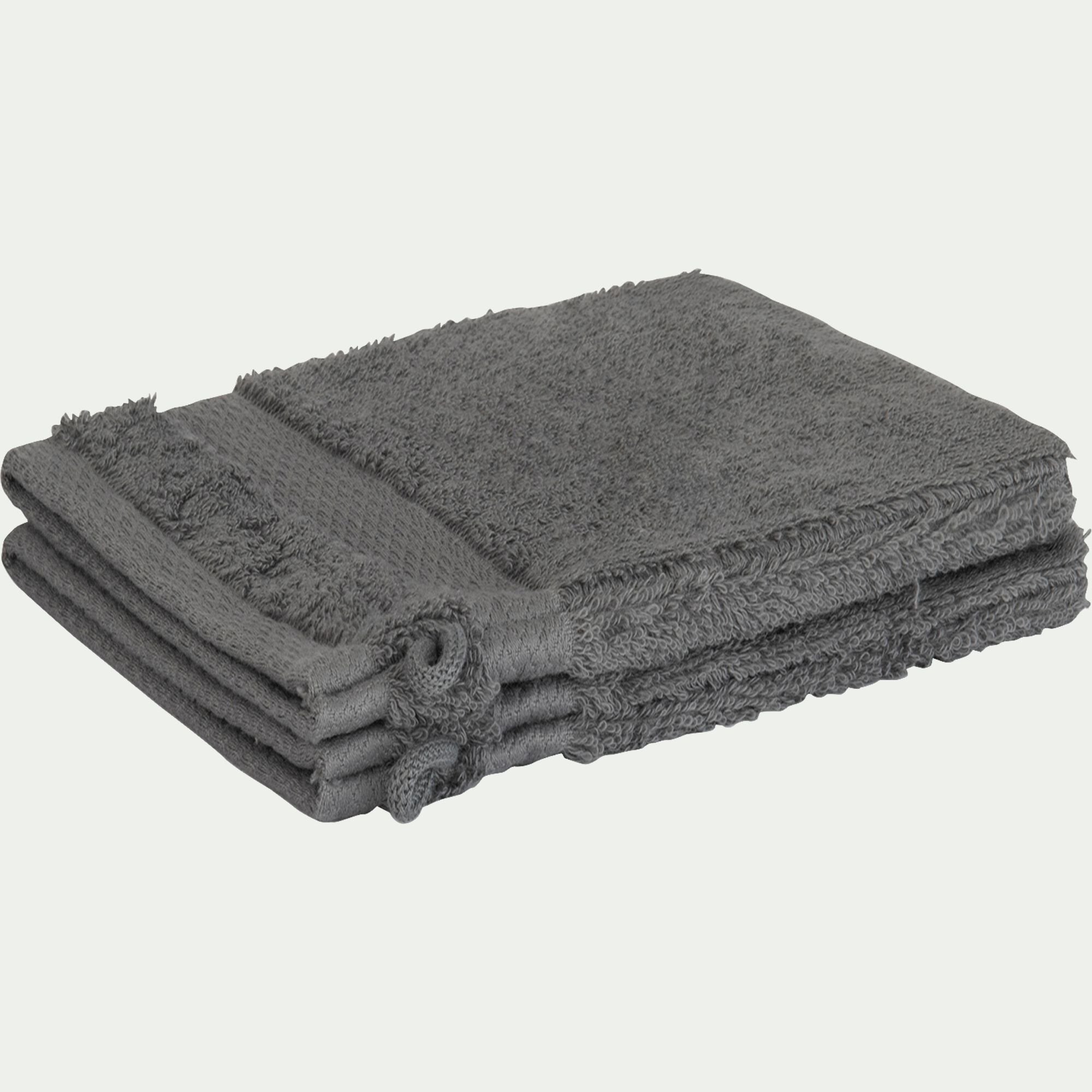 AZUR - Lot de 2 gants de toilette en coton peigné - gris restanque
