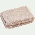 COLINE - Lot de 2 gants de toilette en bouclettes de coton bio - beige alpilles 16x21cm