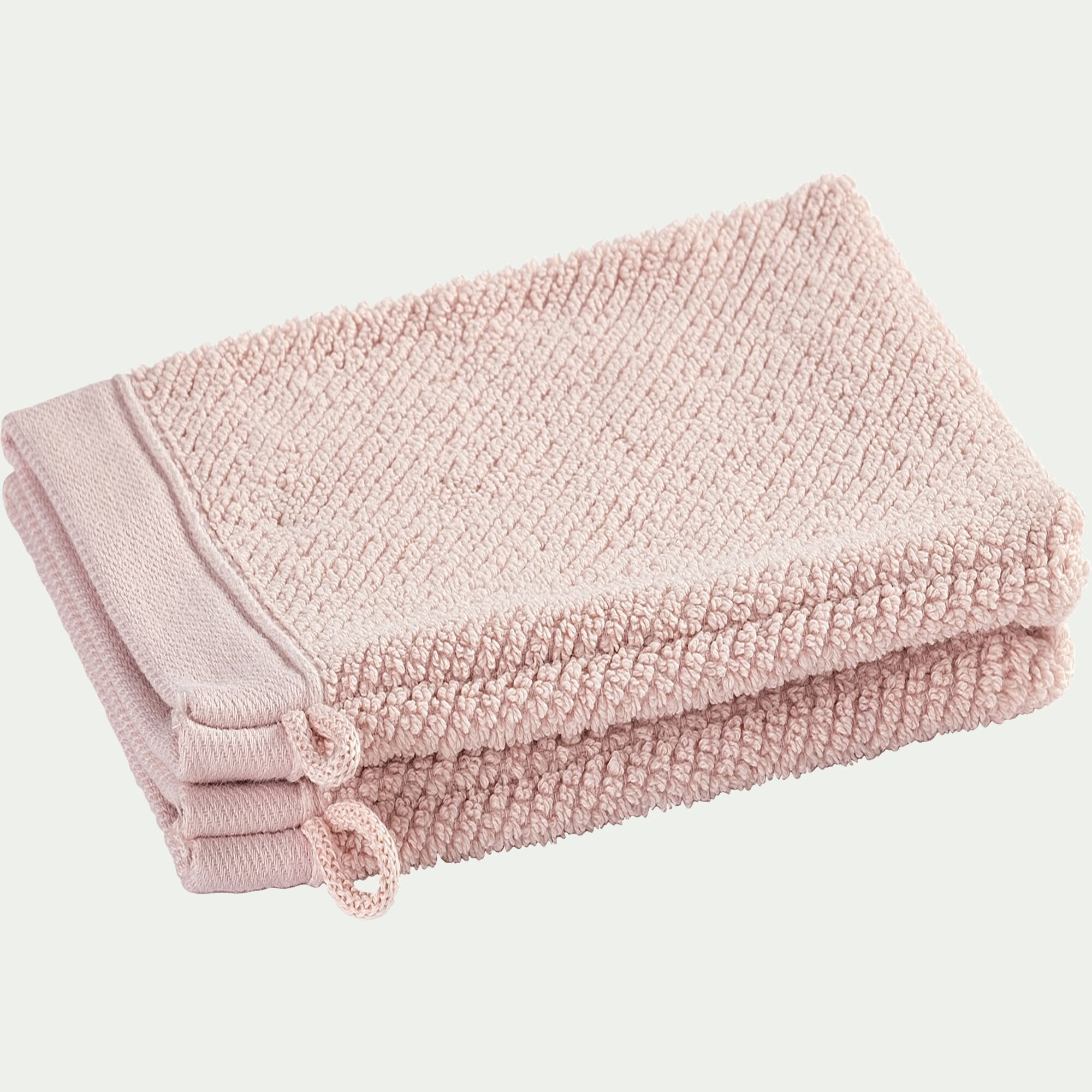 COLINE - Lot de 2 gants de toilette en coton bio - rose rosa 16x21cm