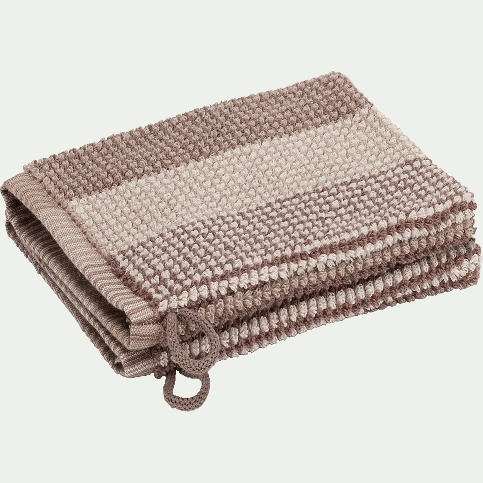 HUGO - Lot de 2 gants de toilette bouclette jacquard en coton - beige alpilles
