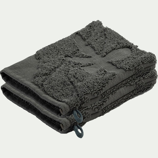 RYAD - Lot de 2 gants de toilette en coton - vert cèdre