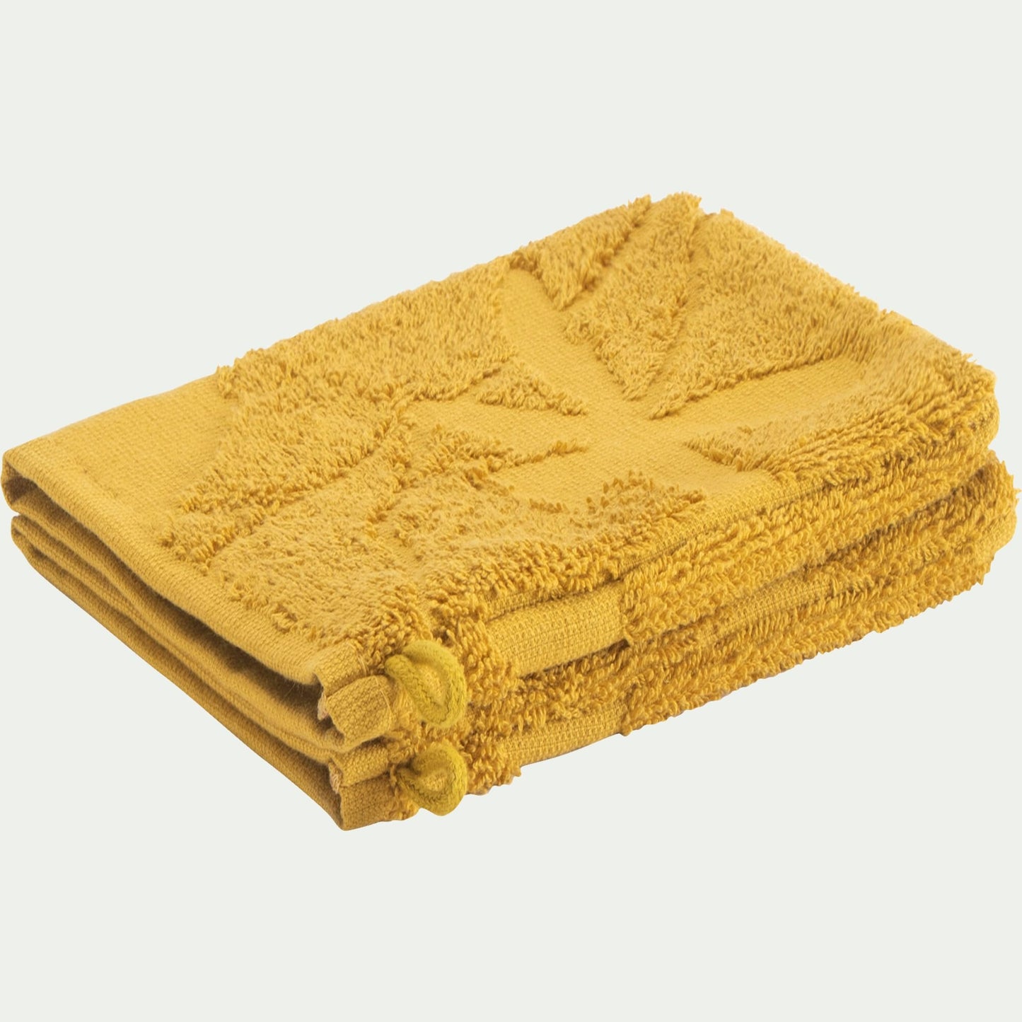 RYAD - Lot de 2 gants de toilette en coton - jaune argan