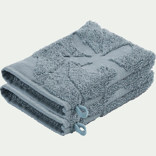 RYAD - Lot de 2 gants de toilette en coton - bleu calaluna