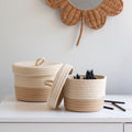 ALIDA - Lot de 2 paniers ronds en tissu - beige