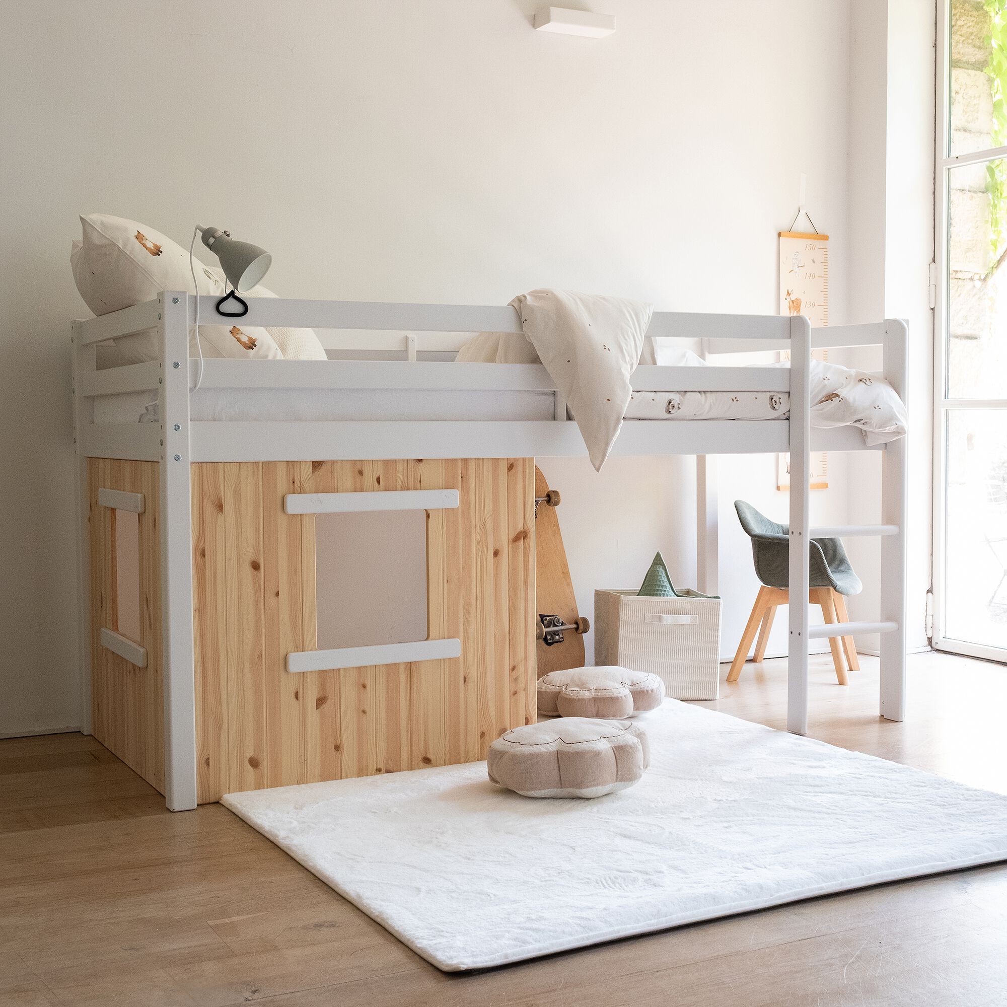 CABANON - Lot de 2 panneaux pour lit cabane 75x91,5cm - bois clair