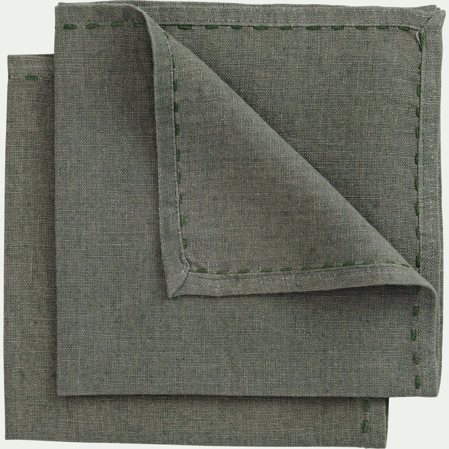 VINON - Lot de 2 serviettes de table en lin lavé - vert cèdre