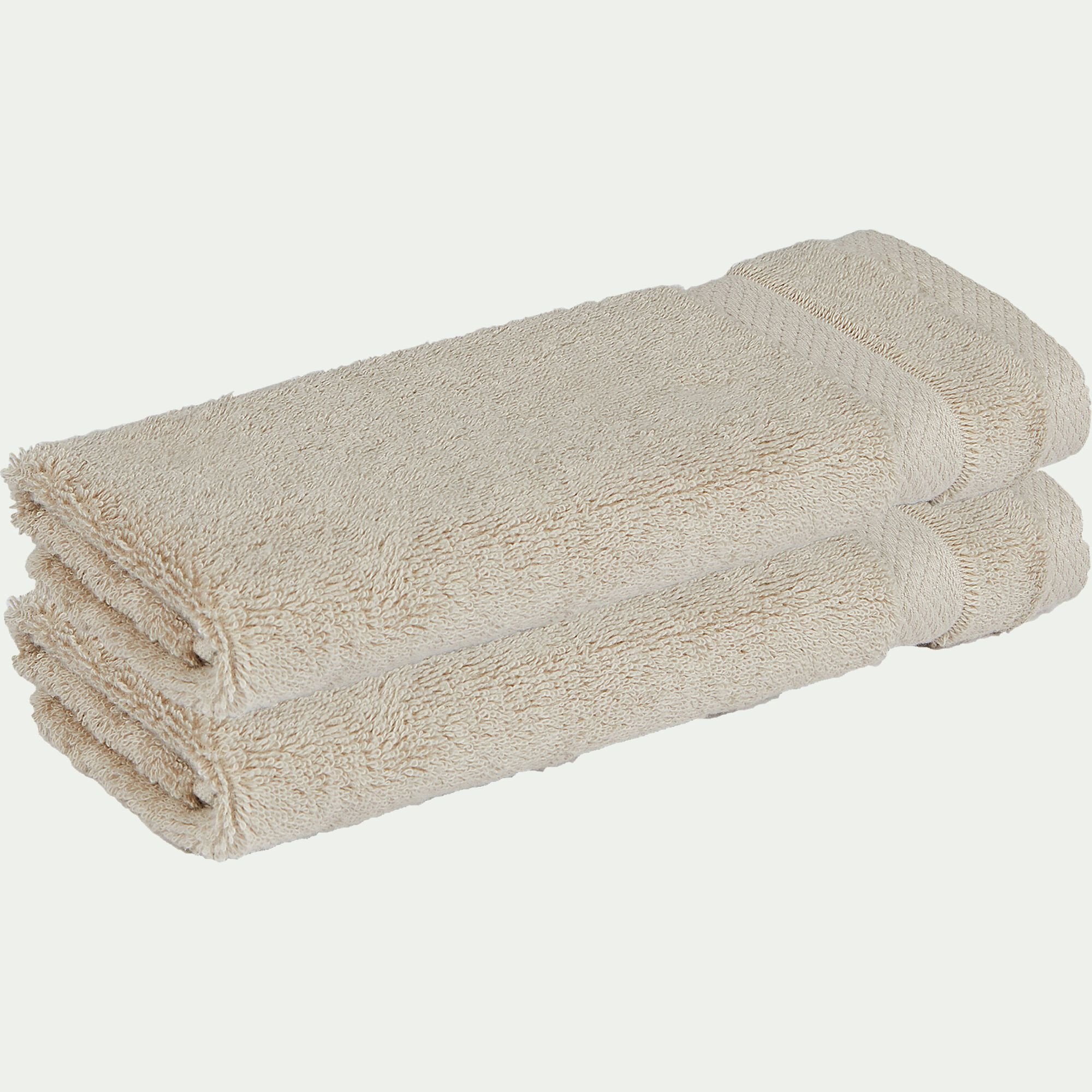 AZUR - Lot de 2 serviettes invités en coton peigné - beige alpilles 30x50cm