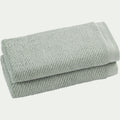 COLINE - Lot de 2 serviettes invités en bouclettes de coton bio 30x50cm - vert olivier