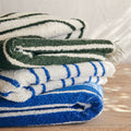 LISTRA - Linge de toilette à rayures en coton - vert