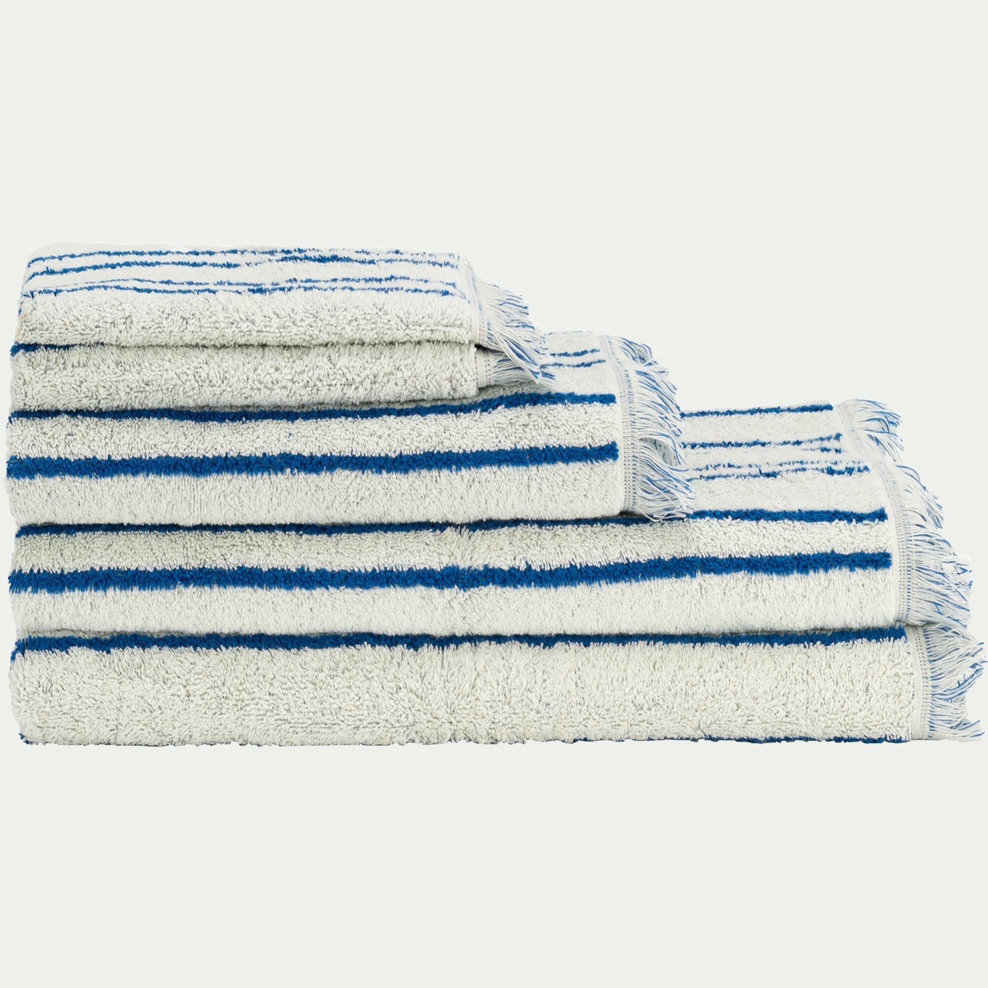 LISTRA - Linge de toilette à rayures en coton - bleu