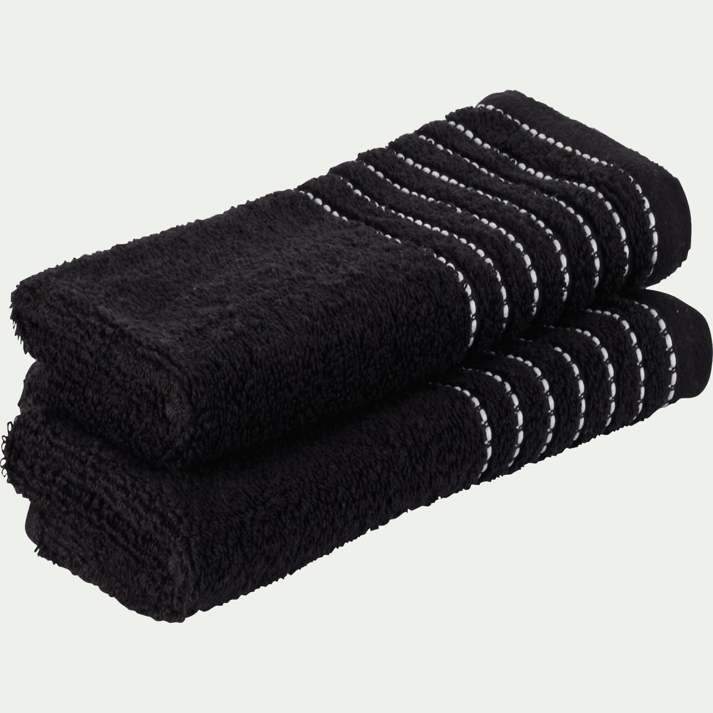 RHODES - Lot de 2 serviettes invité en coton - noir 30x50cm