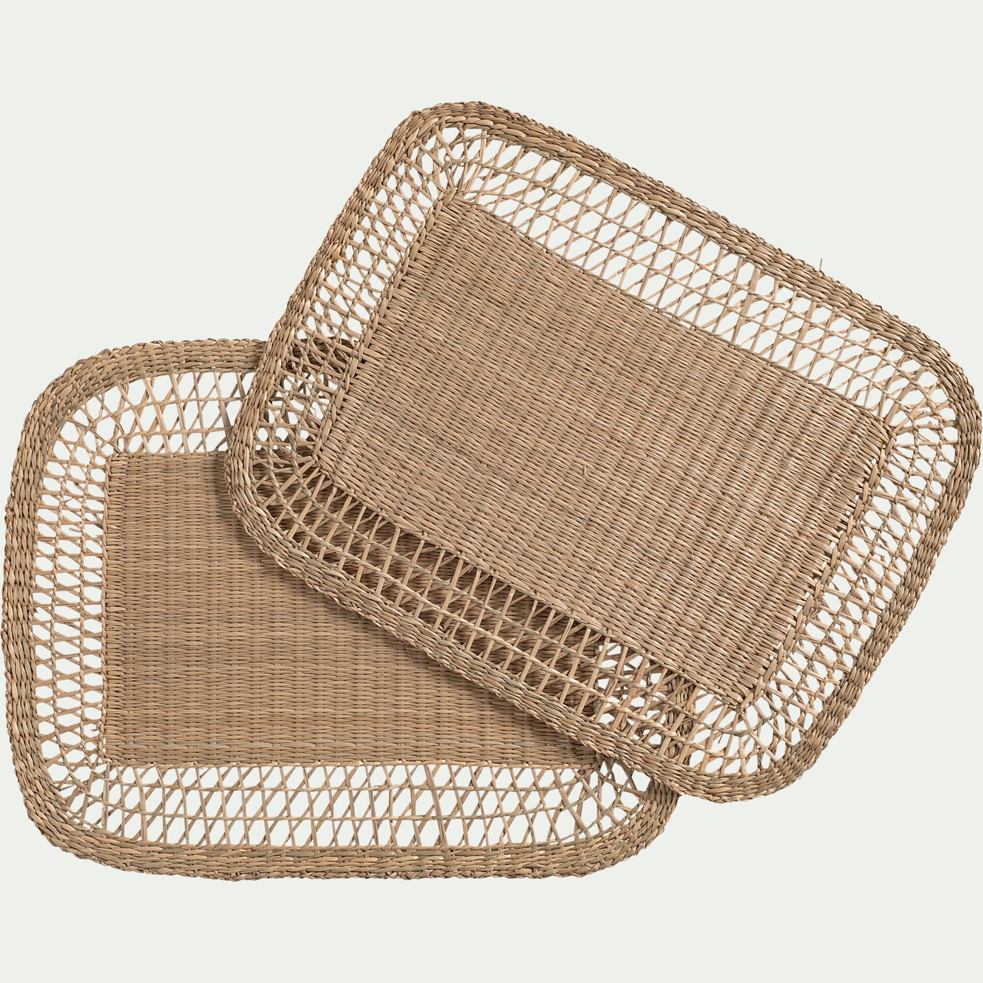 CYCLA - Lot de 2 sets de table ronds en jonc de mer L45cm - naturel