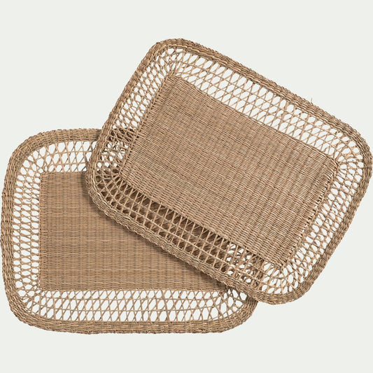 CYCLA - Lot de 2 sets de table ronds en jonc de mer L45cm - naturel