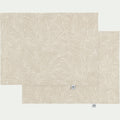LAURIER - Lot de 2 sets de table en coton enduit motif laurier - beige alpilles 35x48cm
