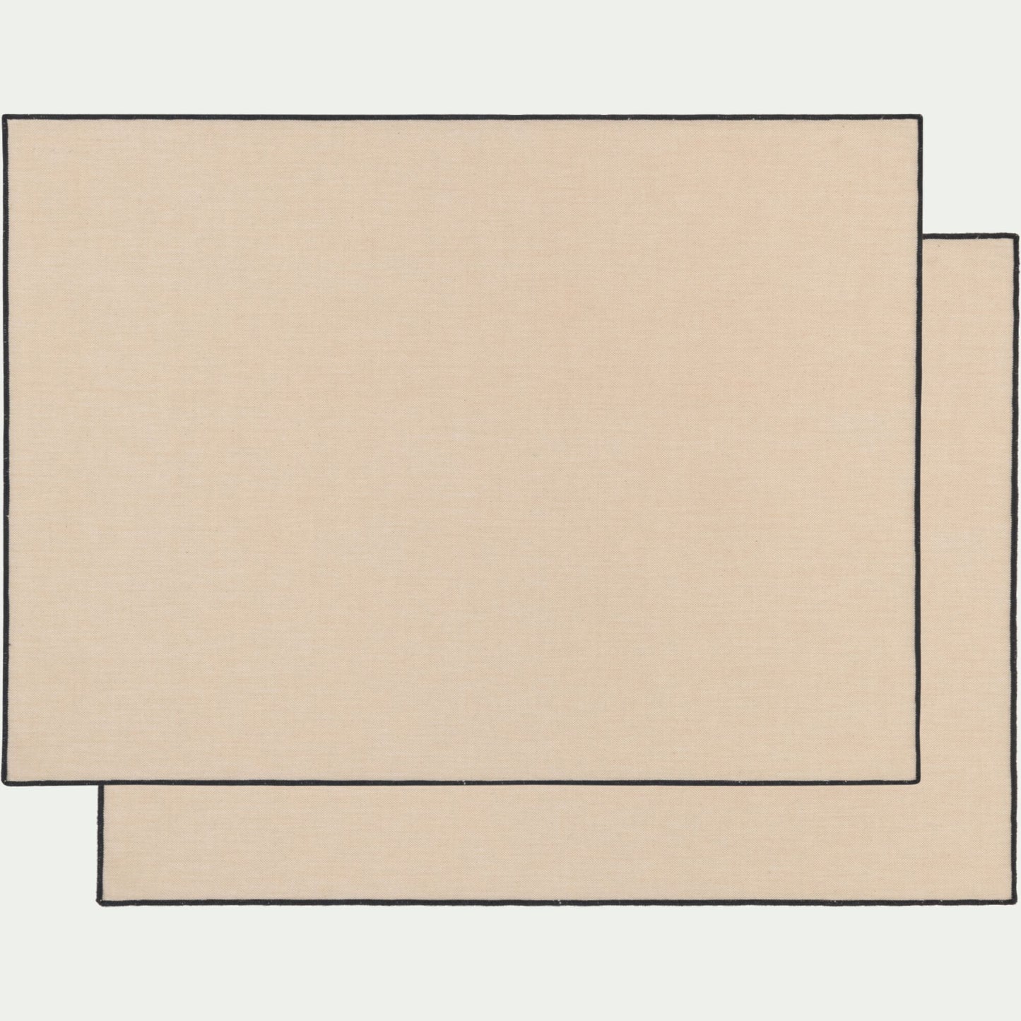 LINIA - Lot de 2 sets de table en coton brodé - beige 36x48cm