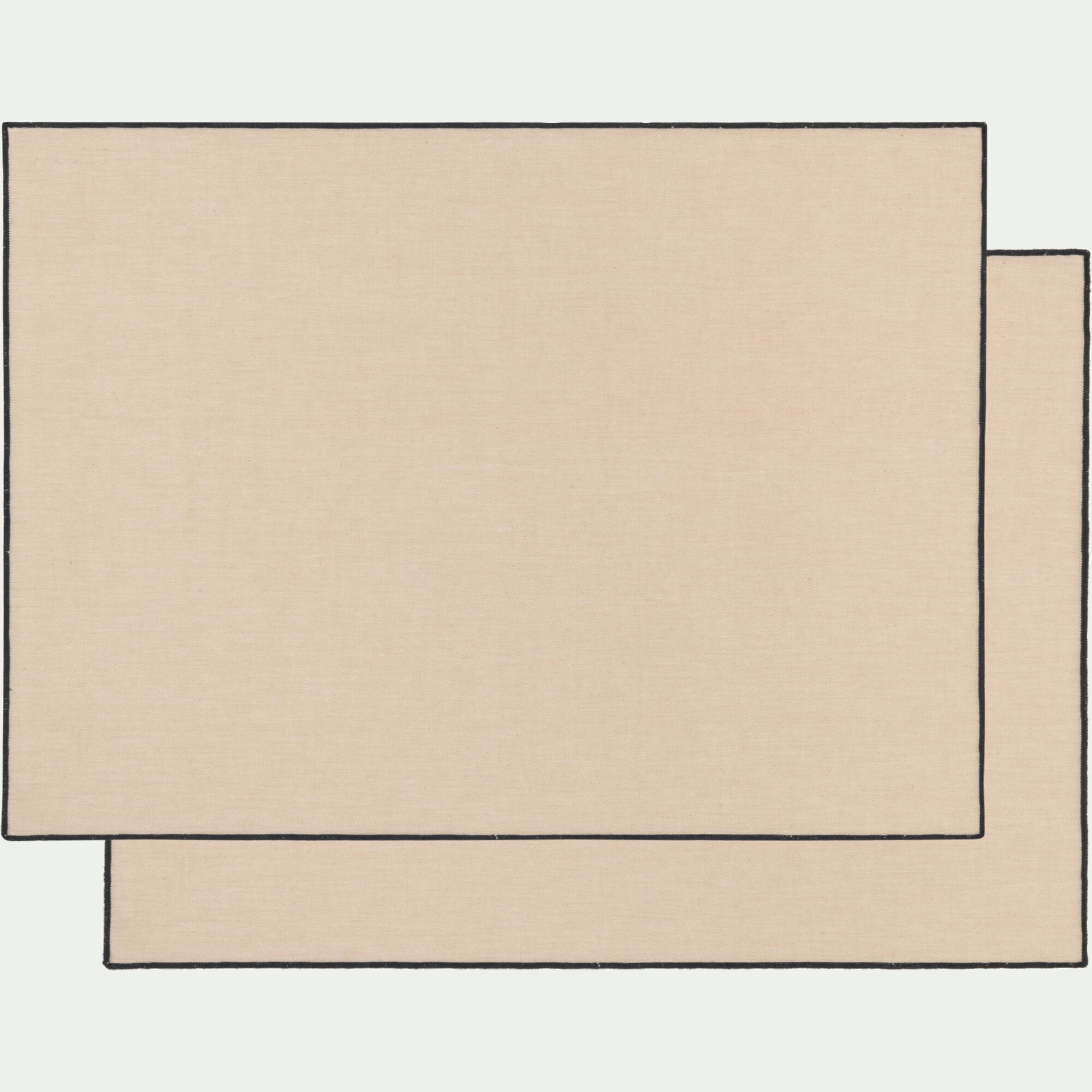 LINIA - Lot de 2 sets de table en coton brodé - beige 36x48cm