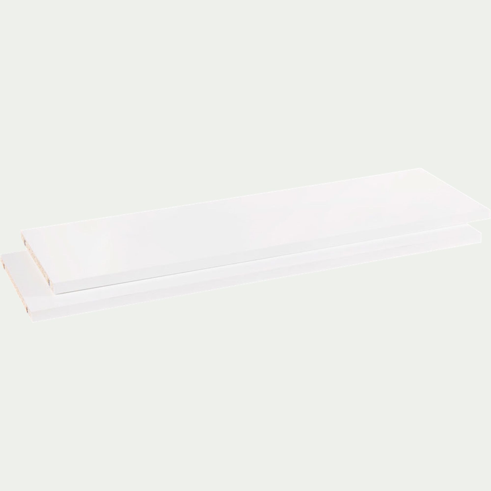 BIALA - Lot de 2 tablettes en bois - blanc L75cm
