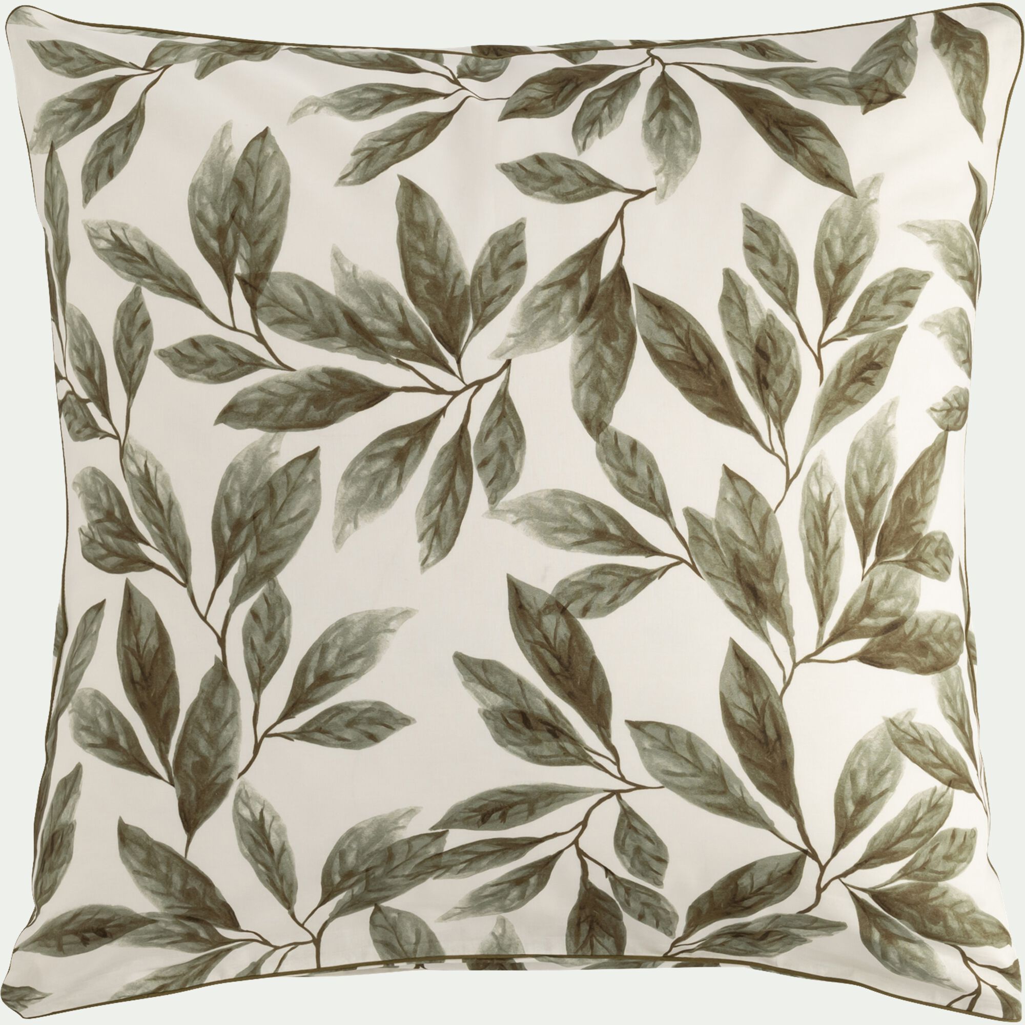 ALLORO - Lot de 2 taies d'oreiller motif végétal en coton 65x65cm - vert