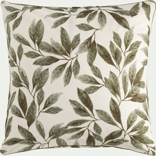 ALLORO - Lot de 2 taies d'oreiller motif végétal en coton 65x65cm - vert