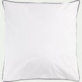 EZIO - Lot de 2 taies d'oreiller en percale de coton 65x65cm avec liseré tressé gris calabrun - blanc