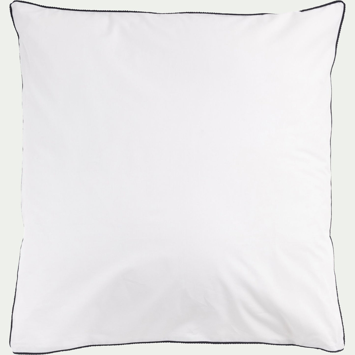 EZIO - Lot de 2 taies d'oreiller en percale de coton 65x65cm avec liseré tressé gris calabrun - blanc