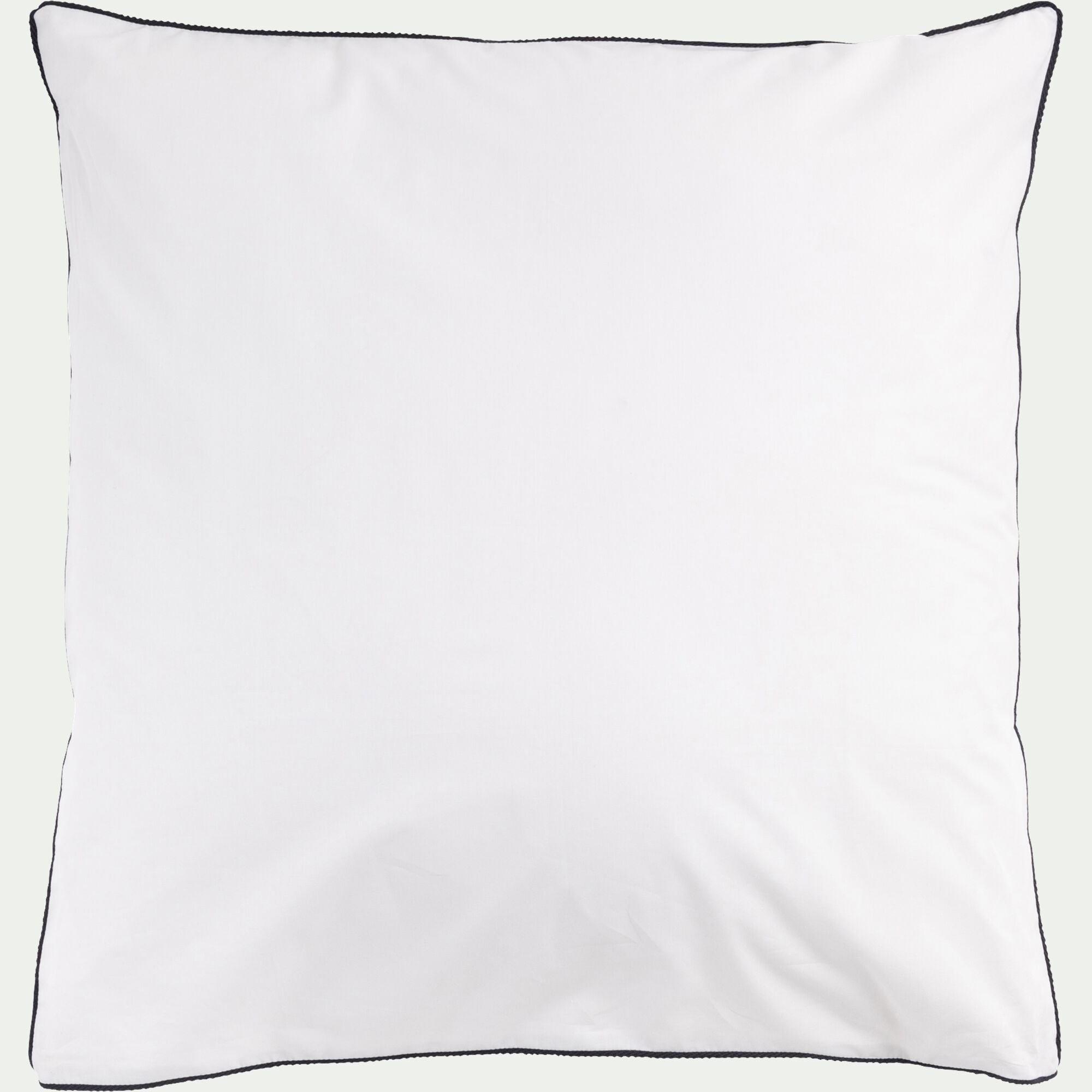 EZIO - Lot de 2 taies d'oreiller en percale de coton 65x65cm avec liseré tressé gris calabrun - blanc