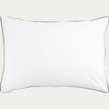 EZIO - Lot de 2 taies d'oreiller en percale de coton 50x70cm avec liseré tressé gris calabrun - blanc