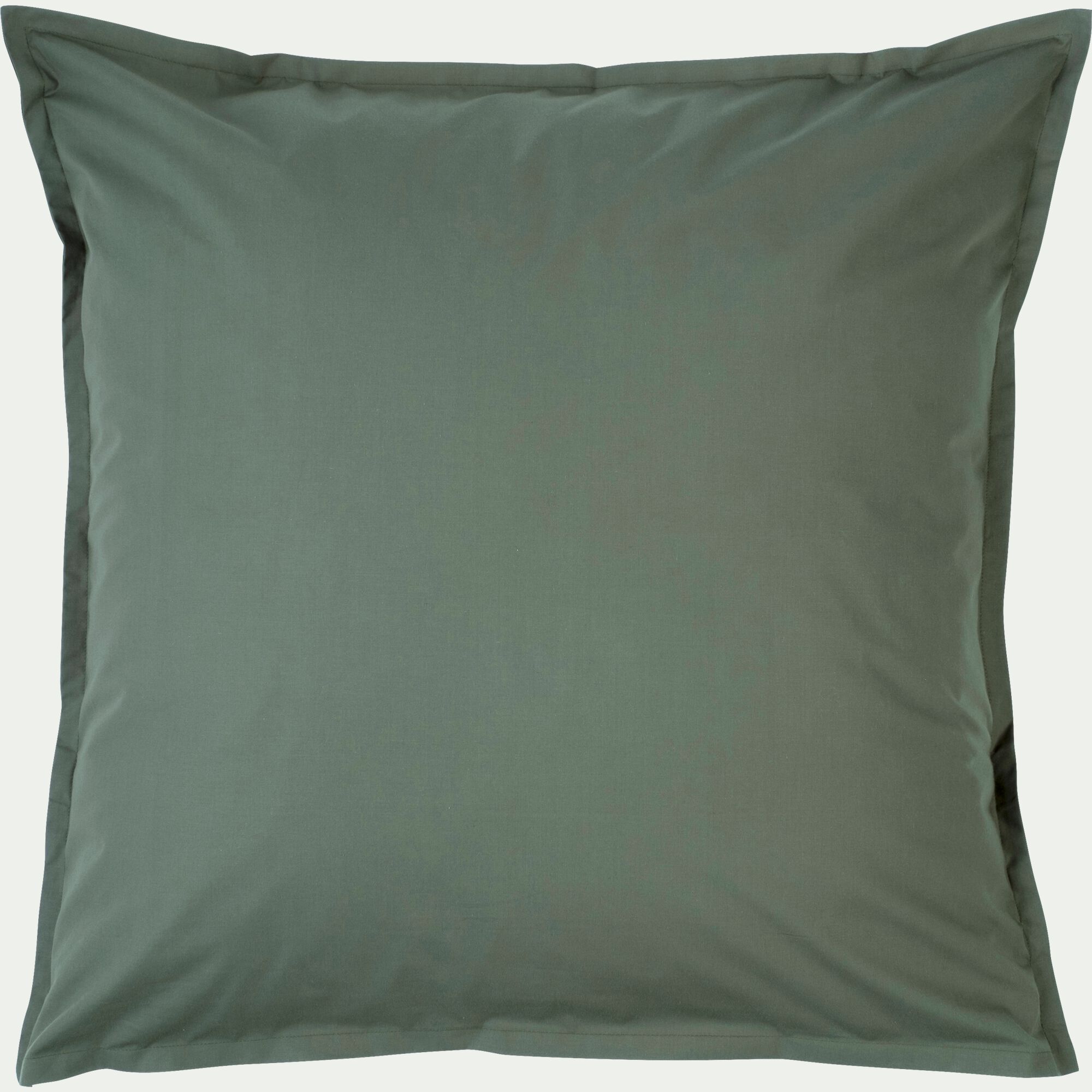 FLORE - Lot de 2 taies d'oreiller en percale de coton - vert cèdre 65x65cm