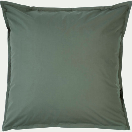 FLORE - Lot de 2 taies d'oreiller en percale de coton - vert cèdre 65x65cm