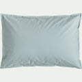 FLORE - Lot de 2 taies d'oreiller en percale de coton - bleu calaluna 50x70cm