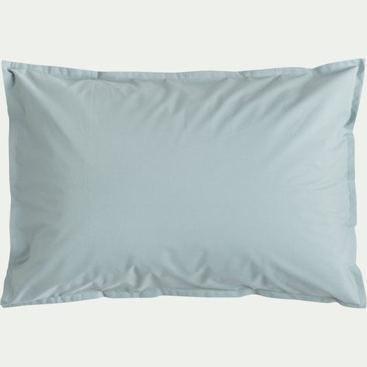 FLORE - Lot de 2 taies d'oreiller en percale de coton - bleu calaluna 50x70cm
