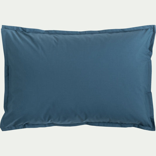 FLORE - Lot de 2 taies d'oreiller en percale de coton - bleu figuerolles 50x70cm