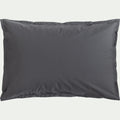 FLORE - Lot de 2 taies d'oreiller en percale de coton - gris ardoise 50x70cm