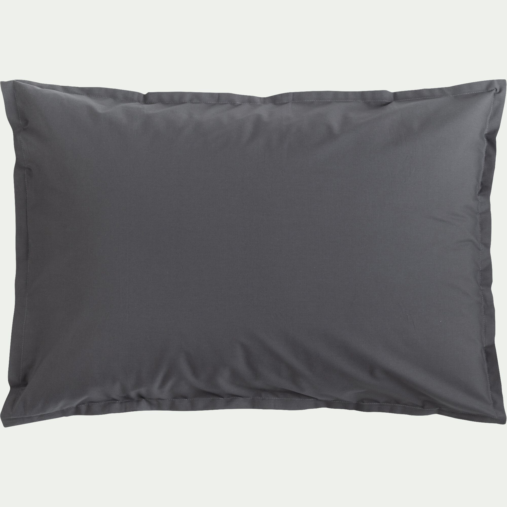 FLORE - Lot de 2 taies d'oreiller en percale de coton - gris ardoise 50x70cm