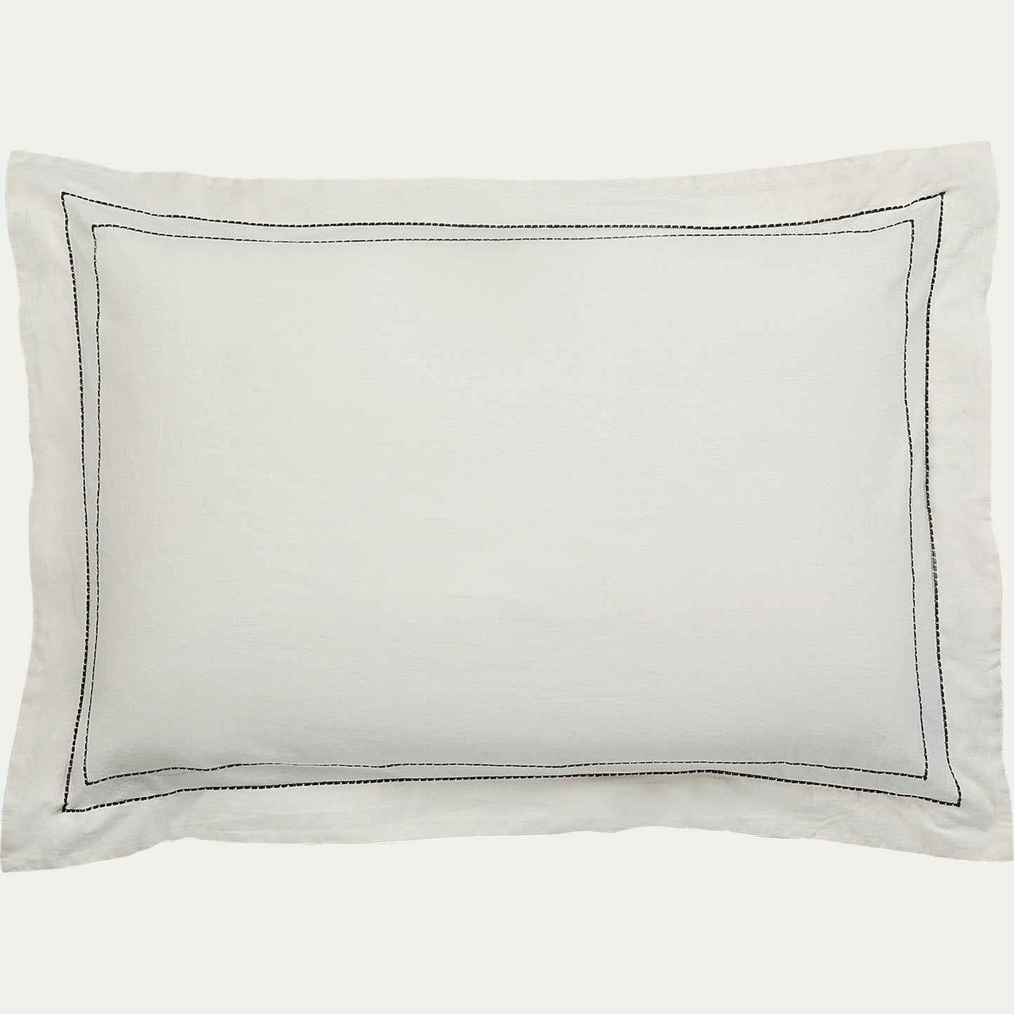 GALLIA - Lot de 2 taies d'oreiller en coton brodé 65x65cm - blanc